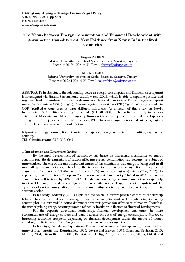 (PDF) The Nexus between Energy Consumption and Financial Development ...