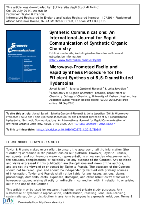 (PDF) Microwave-Promoted Facile and Rapid Synthesis Procedure for the ...