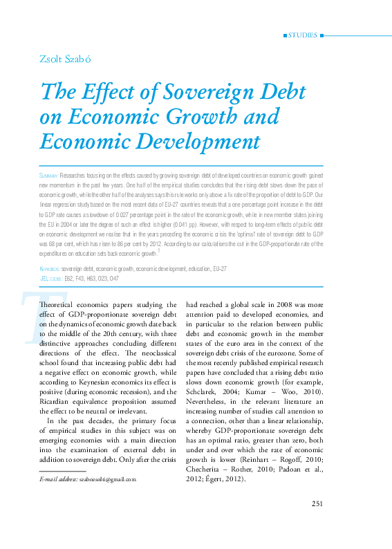(PDF) The Effect of Sovereign Debt on Economic Growth and Economic ...
