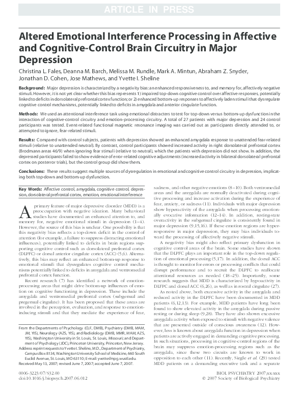 (PDF) Altered emotional interference processing in affective and ...