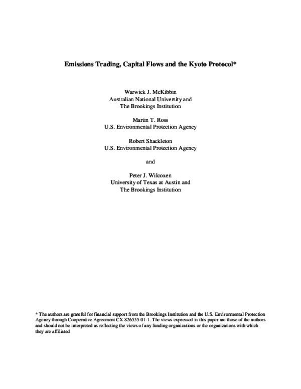 (PDF) Emissions Trading, Capital Flows and the Kyoto Protocol