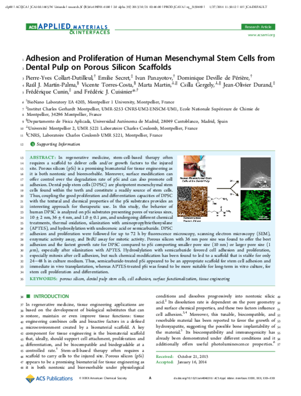 (PDF) Adhesion and Proliferation of Human Mesenchymal Stem Cells from 2 ...