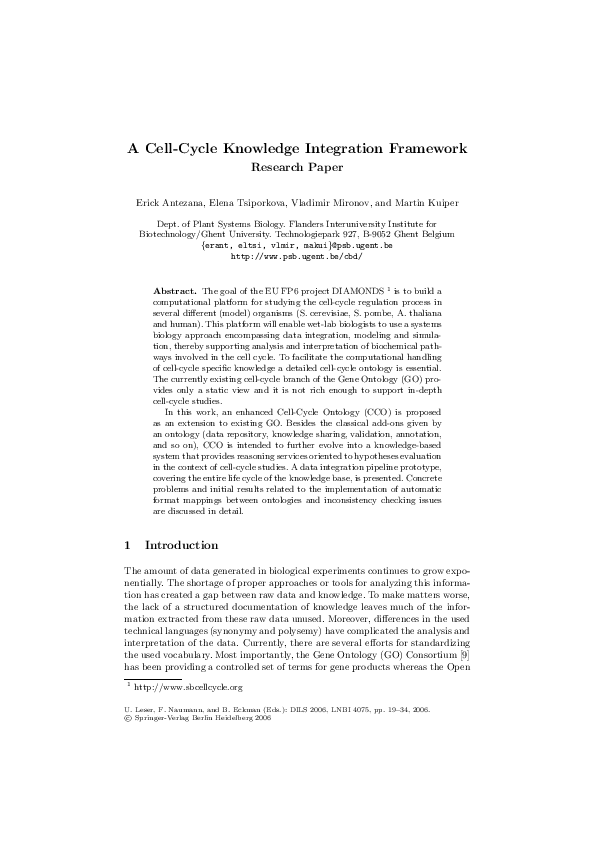(PDF) A Cell-Cycle Knowledge Integration Framework