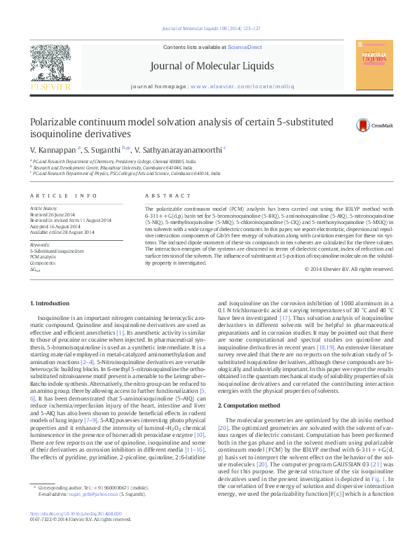 (PDF) Polarizable continuum model solvation analysis of certain 5 ...