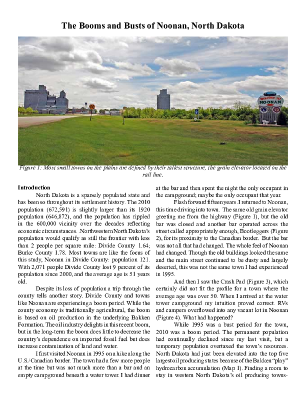(PDF) The Booms and Busts of Noonan, North Dakota Chris Mayda