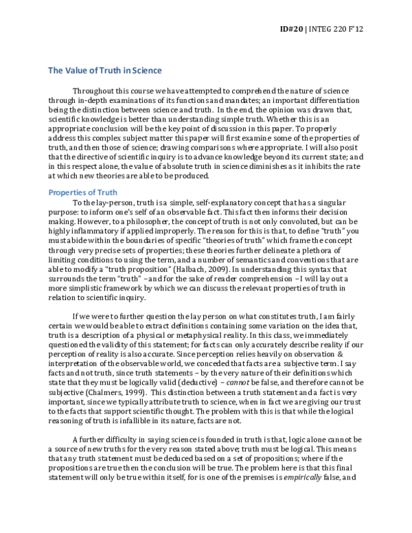 (PDF) Taylor_The Value of Truth in Science