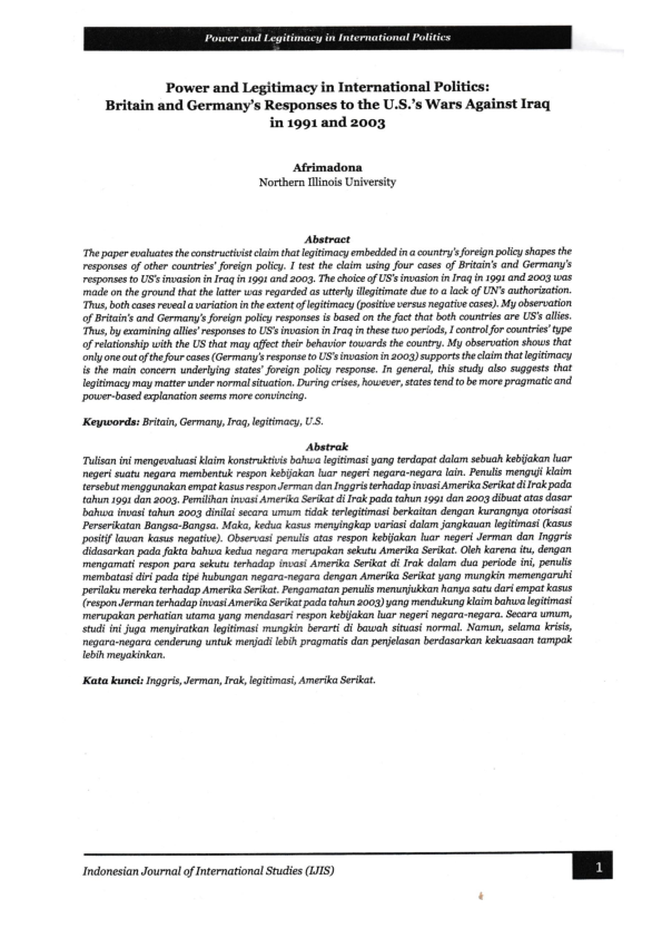 Power and Legitimacy in International Politics