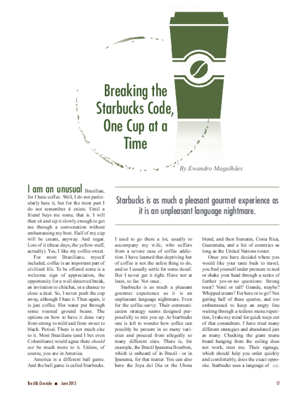 Starbucks Interactive Cup Brewer Manual