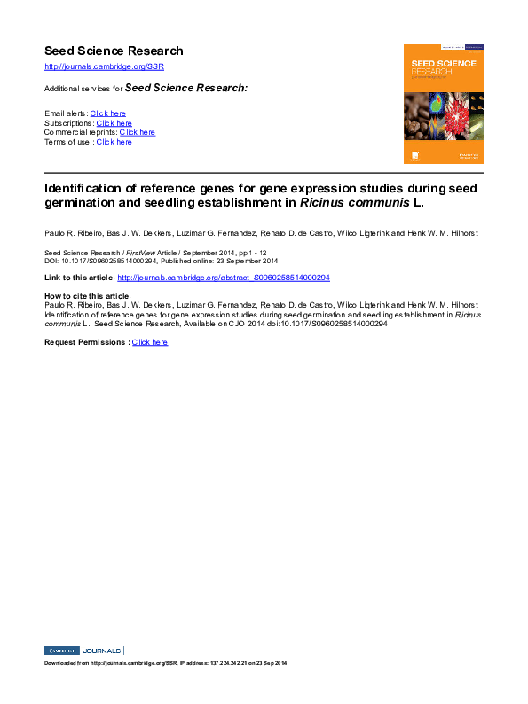 (PDF) Identi cation of reference genes for gene expression studies ...
