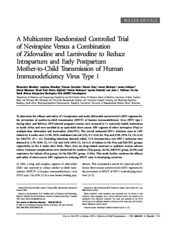 (PDF) A Multicenter Randomized Controlled Trial of Nevirapine Versus a ...