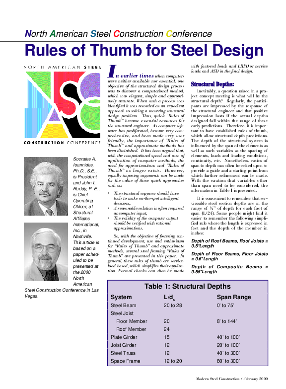 (PDF) Table 1 Structural Depths System L/ds Antony Cyril Academia.edu