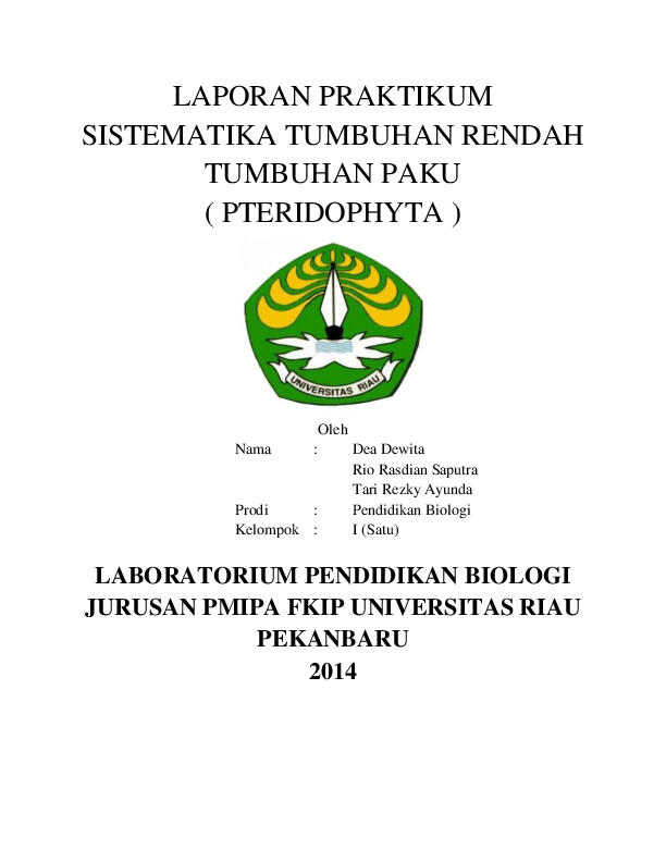 (DOC) LAPORAN PRAKTIKUM SISTEMATIKA TUMBUHAN RENDAH (DOC) LAPORAN PRAKTIKUM SISTEMATIKA TUMBUHAN RENDAH