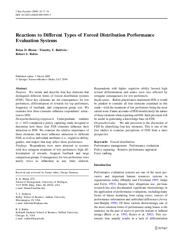 (PDF) Reactions to Different Types of Forced Distribution Performance ...