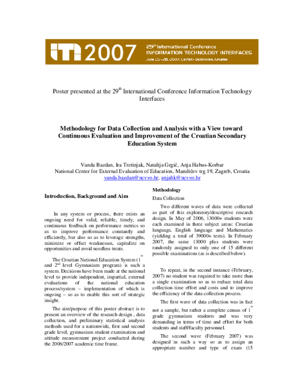  pdf methodology for data collection and analysis with a view toward