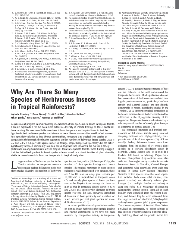 (PDF) Why Are There So Many Species of Herbivorous Insects in Tropical ...