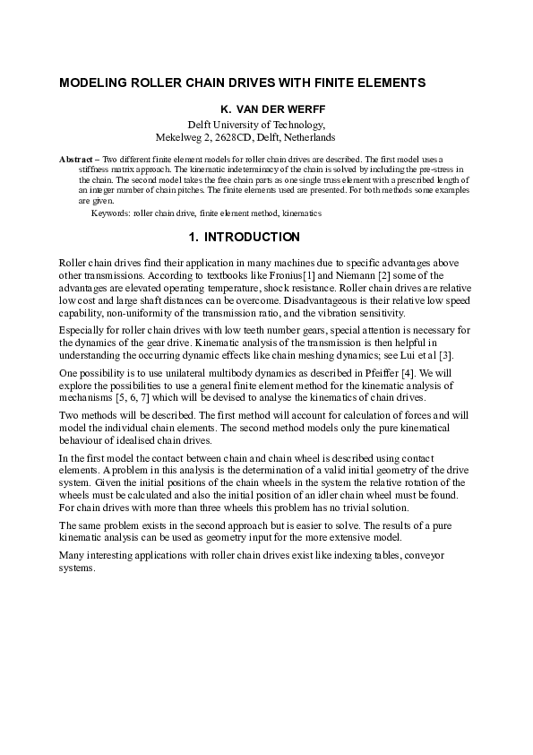 (DOC) MODELING ROLLER CHAIN DRIVES WITH FINITE ELEMENTS
