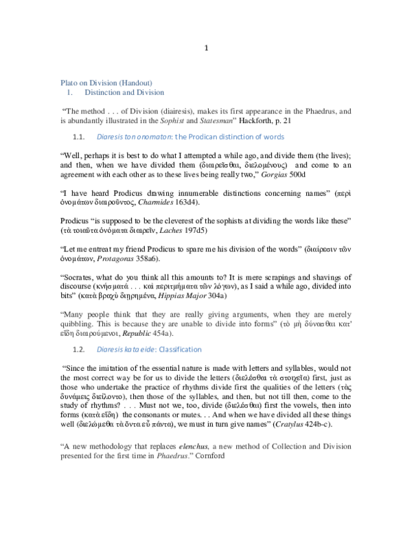(DOC) Plato on Division by Fernando Muniz and George Rudebusch (handout)