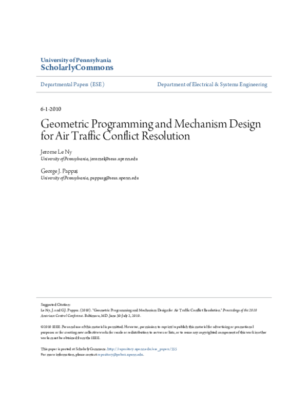 (PDF) Geometric programming and mechanism design for air traffic ...