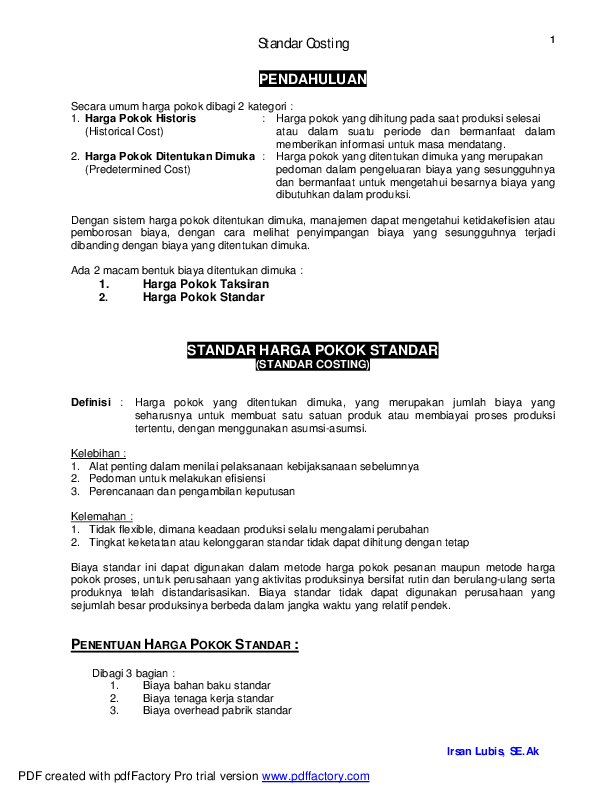 Pdf Standar Costing Cecep Sunardi Academia Edu