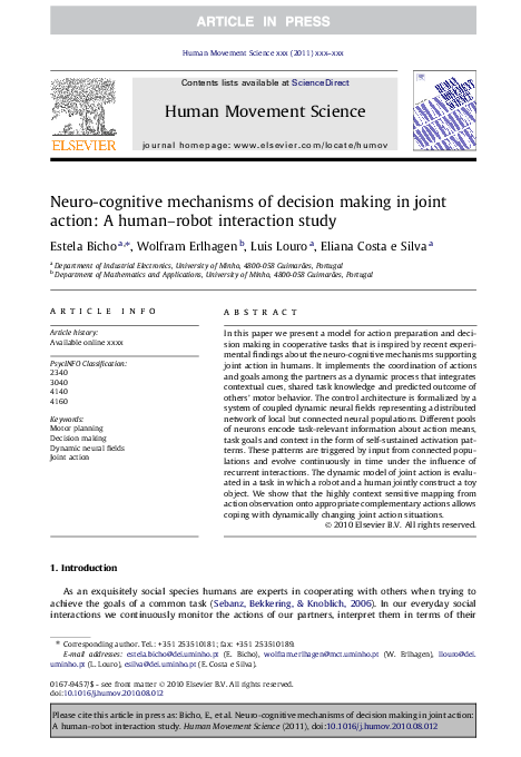 (PDF) Neuro-cognitive mechanisms of decision making in joint action: A ...