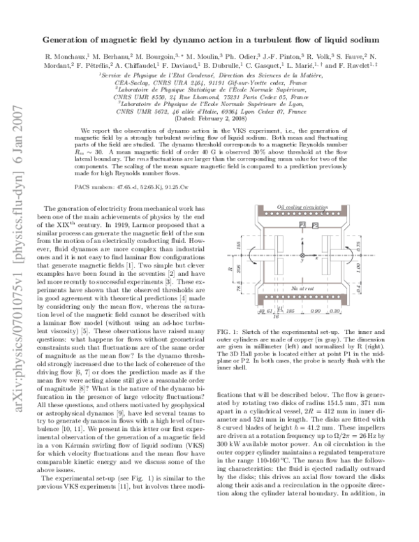 (PDF) Generation of a Magnetic Field by Dynamo Action in a Turbulent ...