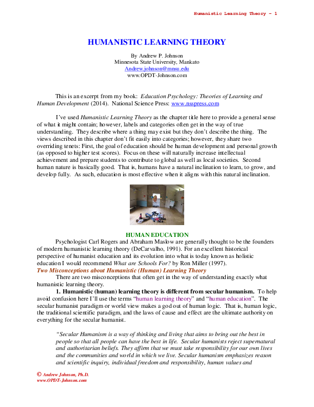 humanistic learning theory