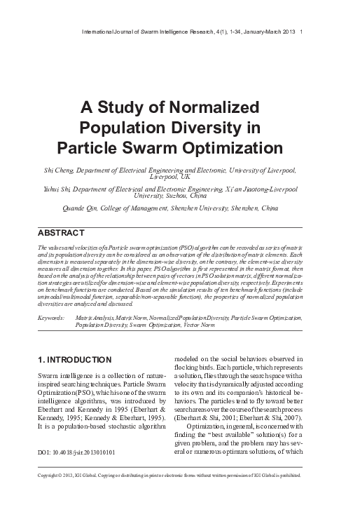 (PDF) Normalized population diversity in particle swarm optimization