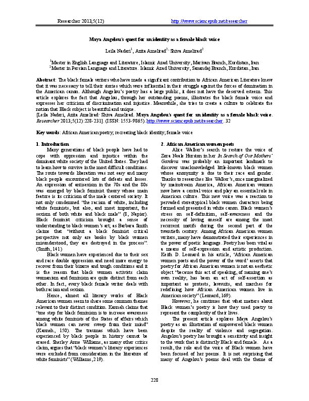 Research Essay Papers Pdf Model English Essays also Apa Format Essay Paper Maya Angelous Quest For An Identity As A Female Black Voice Leila Frankenstein Essay Thesis