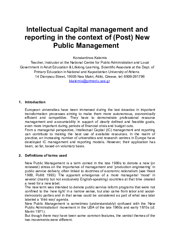 (DOC) Intellectual Capital management and reporting in the context of ...