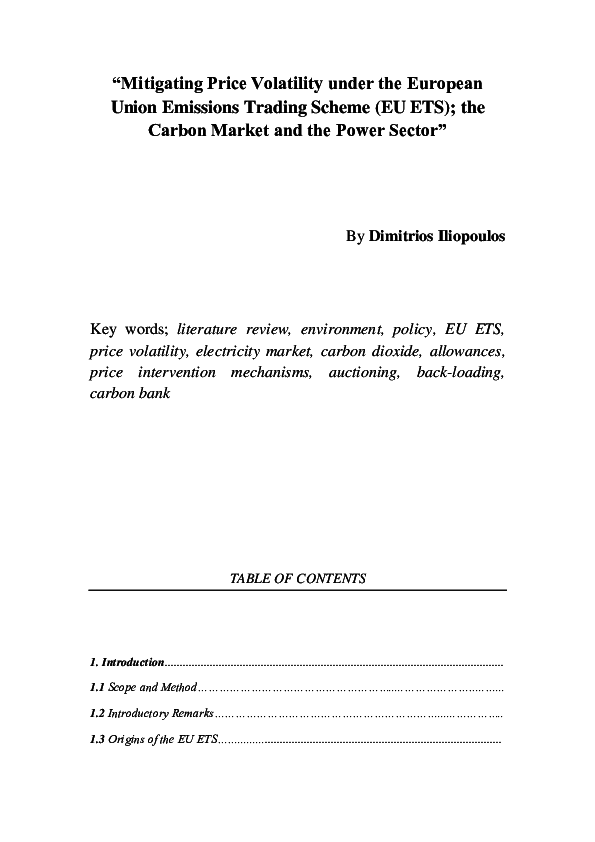(DOC) Mitigating Price Volatility under EU ETS; Carbon Market and the ...