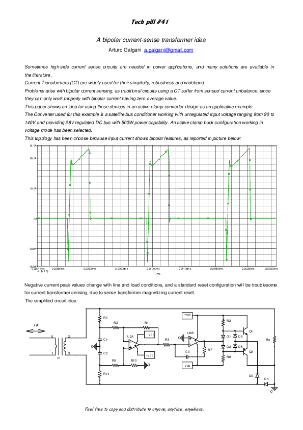 (PDF) A bipolar currentsense transformer idea Arturo Galgani