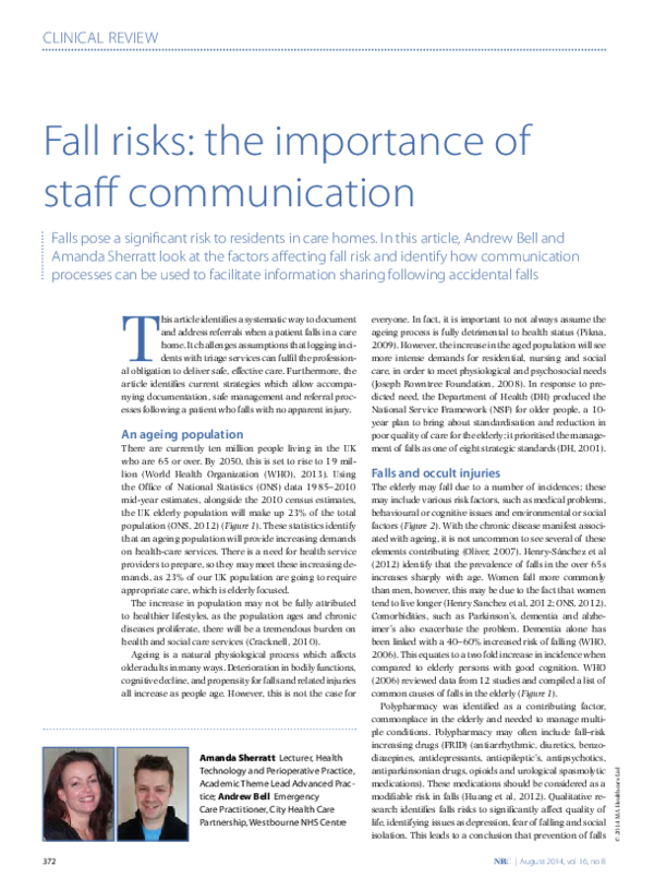 (PDF) Falls Risks:the importance of staff communication