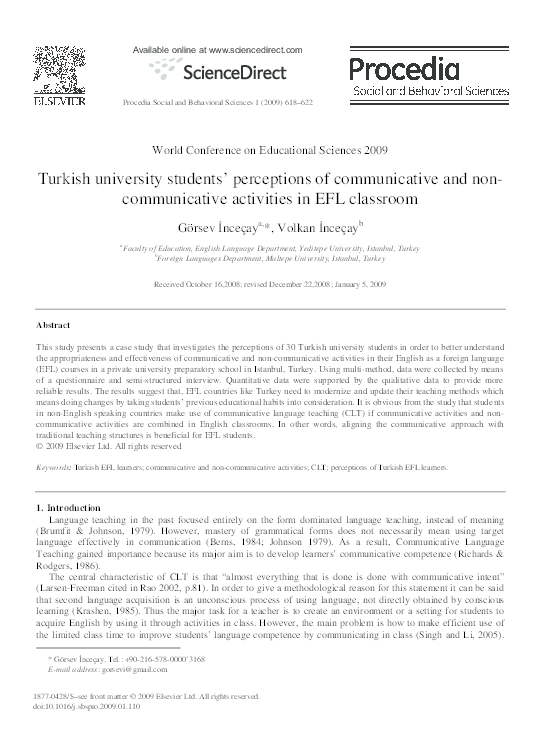 (PDF) Turkish university students’ perceptions of communicative and ...
