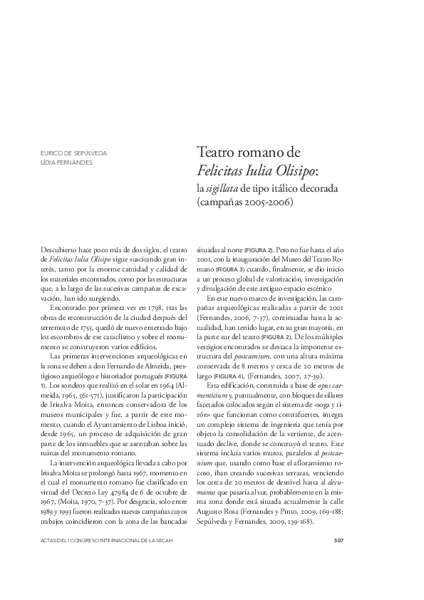 (PDF) Teatro romano de Felicitas Iulia Olisipo: la sigillata de tipo ...