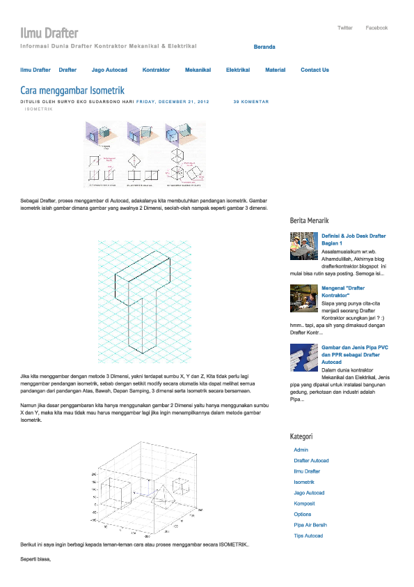 Pdf Cara Menggambar Isometrik Ilmu Drafter