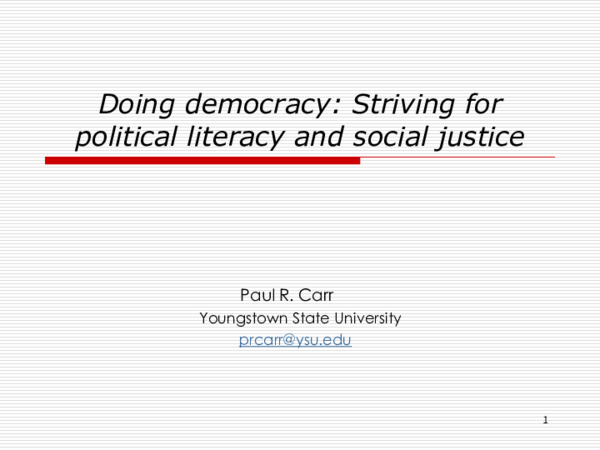 Ppt Doing Democracy Striving For Political Literacy And Social