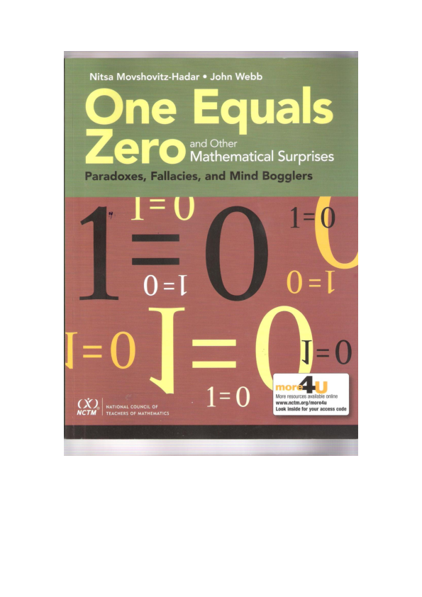 (PDF) One Equals Zero and Other Mathematical Surprise