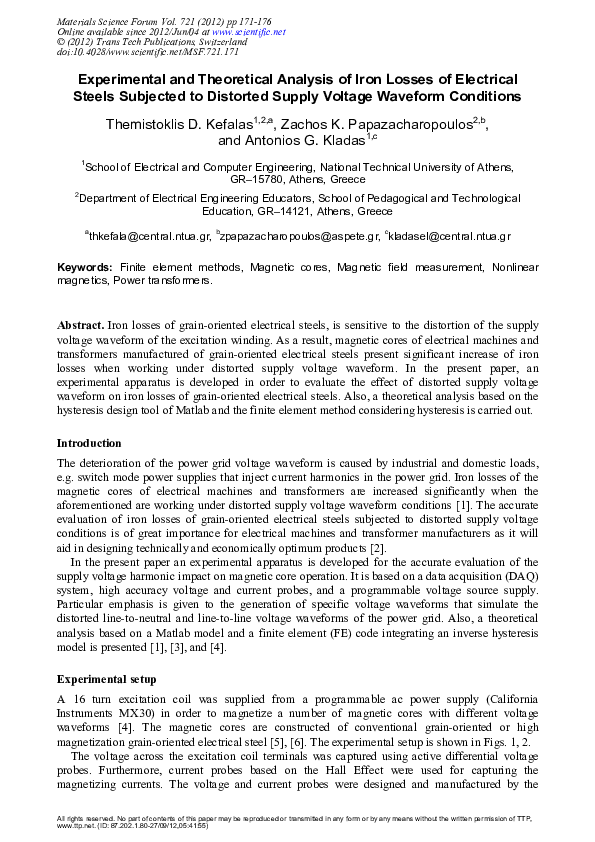 (PDF) Experimental and Theoretical Analysis of Iron Losses of ...