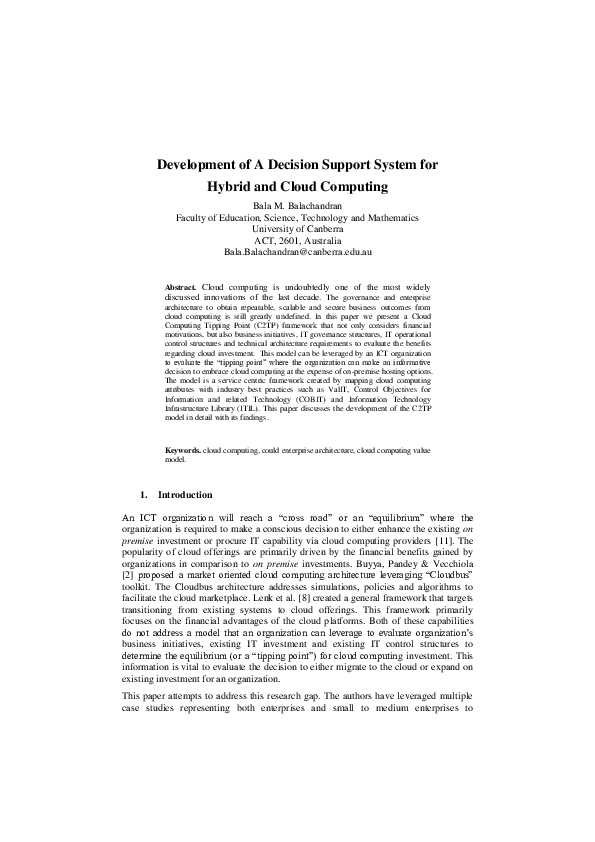 (PDF) Development of A Decision Support System for Hybrid and Cloud ...