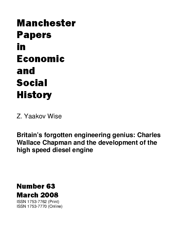 First page of “Charles Chapman and the invention of the high speed diesel”