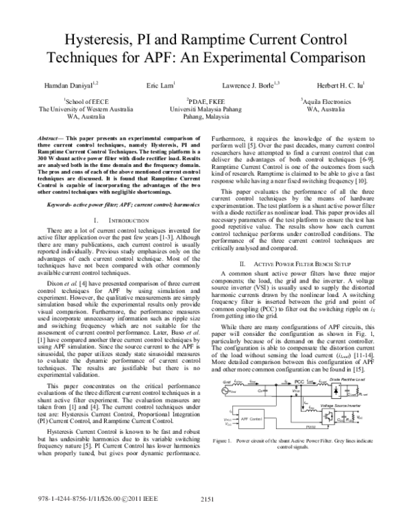 (PDF) Hysteresis, PI and Ramptime Current Control Techniques for APF ...