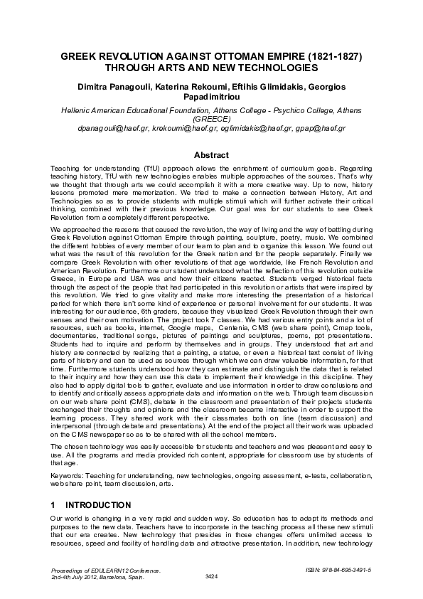 (PDF) teaching history through art and technology