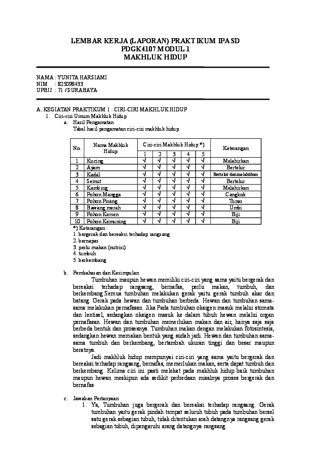 Contoh Laporan Praktikum Ipa Smp Kelas 9 Nusagates