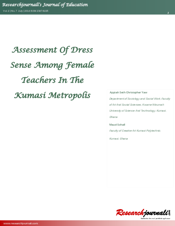 (PDF) Assessment Of Dress Sense Among Female Teachers In The Kumasi ...