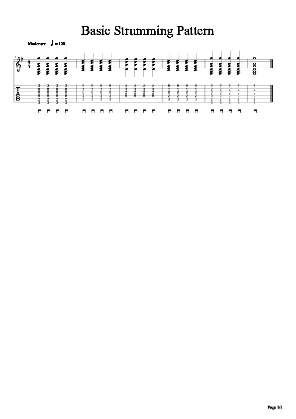 (PDF) Basic Strumming Pattern Moderate h = 120 Basic Strumming Pattern