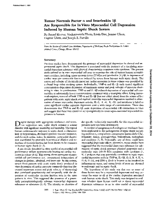 (PDF) Tumor Necrosis Factor et and Interleukin 1~ Are Responsible for ...