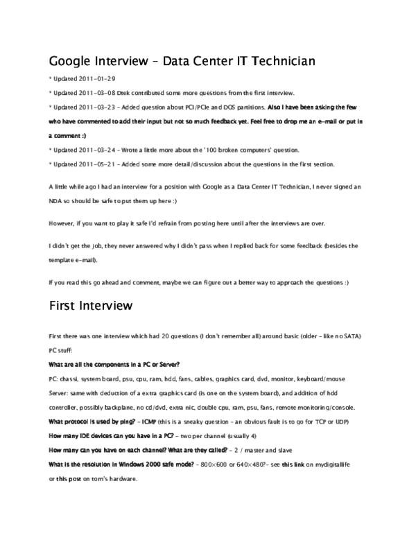 Data Center Technician Interview Questions