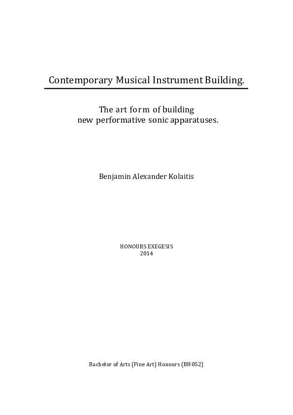 (PDF) Contemporary Musical Instrument Building. The art form of ...