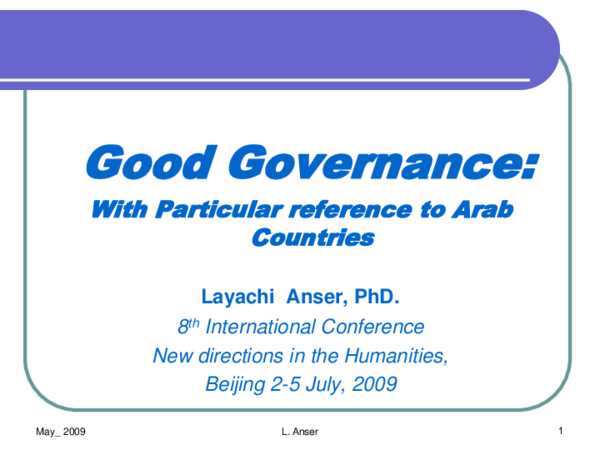 Ppt Good Governance Overview On The Arab World
