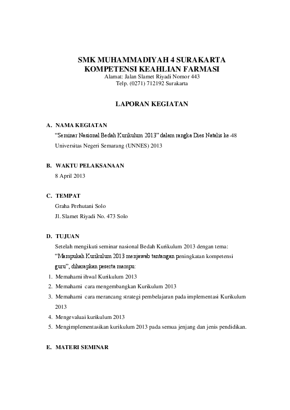 Contoh Laporan Kegiatan Kantor Nusagates